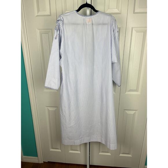 Kelly Reed Blue Stripe Butterfly Open Robe Duster Kimono Medium -missing belt - Picture 6 of 7